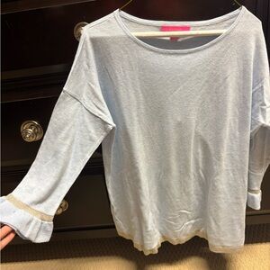 Lilly Pulitzer Light Blue Blouse with Tan Accents